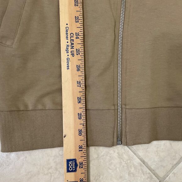 ASOS Long Full Zip Cotton Boyfriend Cardigan women’s M Tan V-Neck Pockets - Picture 5 of 11